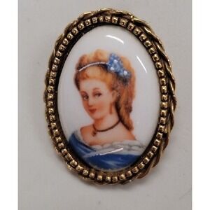Vintage Limoges Porcelain Hand Painted Pin Brooch